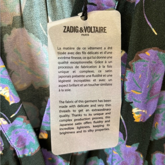 Nwt Zadig & Voltaire Floral Long Sleeve 
Reveal Roses Lavender Mini Blue Dress - Picture 5 of 9